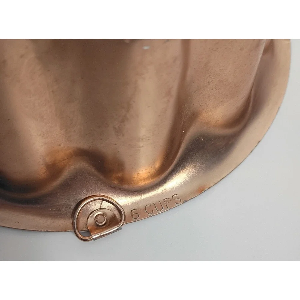 Copper Tone 6 Cup Jello-O Mold Cake Pan Baking Dish Kitchen Wall Decor Tower Vtg